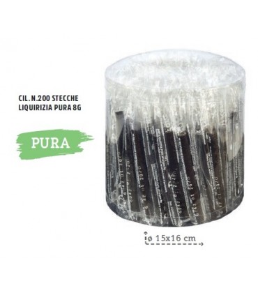 STECCHE LIQUIRIZIA PURA 8G EXPO CILINDRICO DA 200 PZ.