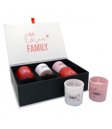 CANDELA LAGUIOLE MINI love 30g IN VETRO H.7 CM ASSORTITE CON 3 RAGRANZE EXPO DA 6 PZ.