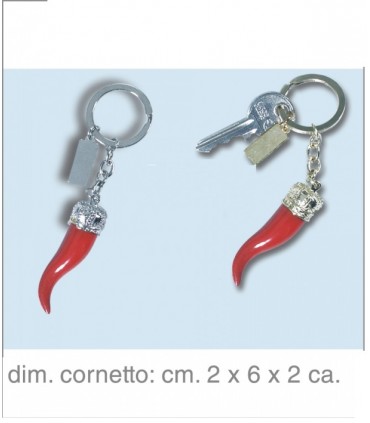 PORTACHIAVI CORNETTO IN METALLO ASSORTITO CON 2 FINITURE CARTELLA DA 6PZ.