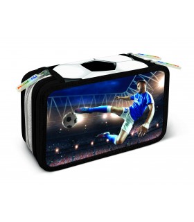 ASTUCCIO 3 ZIP BI COLOR CON 18 PENNARELLI TURBO COLOR + 12 PASTELLI GIOTTO LACCATO + ACCESSORI COLORI ASSORTITI