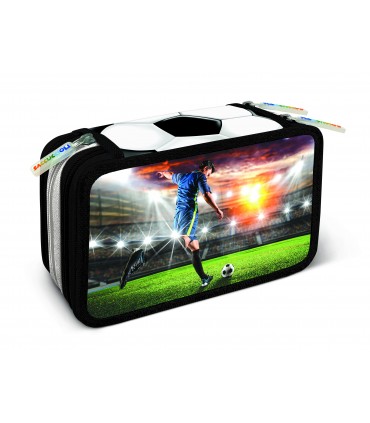 ASTUCCIO 3 ZIP BI COLOR CON 18 PENNARELLI TURBO COLOR + 12 PASTELLI GIOTTO LACCATO + ACCESSORI COLORI ASSORTITI