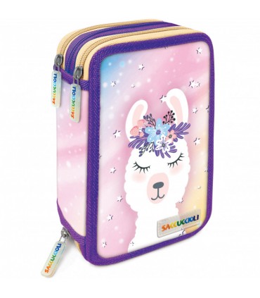 ASTUCCIO 3 ZIP GIRLS LEBEZ CON 18 PENNARELLI E 18 PASTELLI + ACCESSORI fantasie assortite