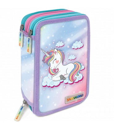 ASTUCCIO 3 ZIP GIRLS LEBEZ CON 18 PENNARELLI E 18 PASTELLI + ACCESSORI fantasie assortite