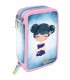 ASTUCCIO 3 ZIP GIRLS LEBEZ CON 18 PENNARELLI E 18 PASTELLI + ACCESSORI fantasie assortite