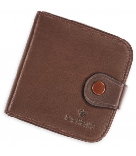 Portafoglio portamonete automatico Dal Negro in vera pelle confezionato in elegante scatola da regalo colore marrone