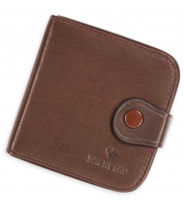 Portafoglio portamonete automatico Dal Negro in vera pelle confezionato in elegante scatola da regalo colore marrone