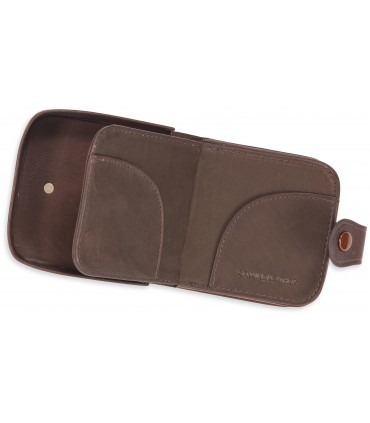 Portafoglio portamonete automatico Dal Negro in vera pelle confezionato in elegante scatola da regalo colore marrone