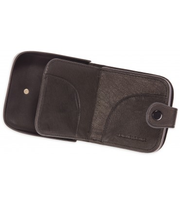 Portafoglio portamonete automatico Dal Negro in vera pelle confezionato in elegante scatola da regalo colore nero