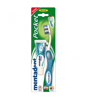 KIT DA VIAGGIO mentadent pocket SPAZZOLINO + DENTIFRICIO  da 15ml