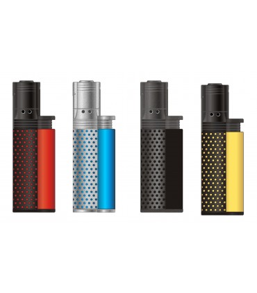 Accendino Elettronico Cozy piecer TURBO jet flame in metallo expo 9 pz. assortito con 4 colori