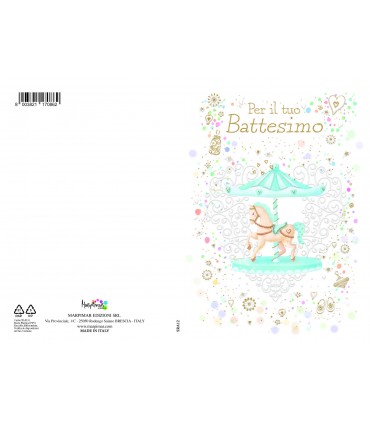 Biglietto Marpimar Battesimo Bimbo con glitter conf. 12 pz. assortiti