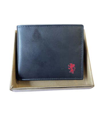 Portafoglio Orizzontale in Vera Pelle F.C. Genoa colore NEro confezionato in elegante  scatola da regalo