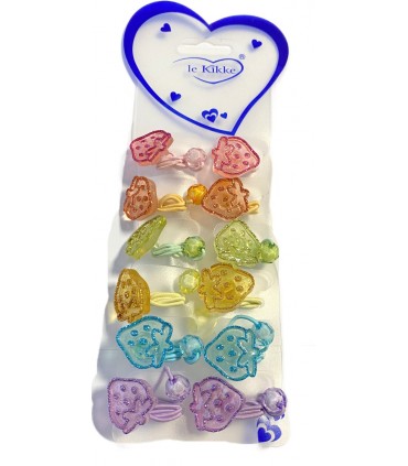 Elastici Fermacoda per Capelli Le Kikke PER BAMBINE CON FRAGOLA COLORI ASSORTITI conf. 12 pz.