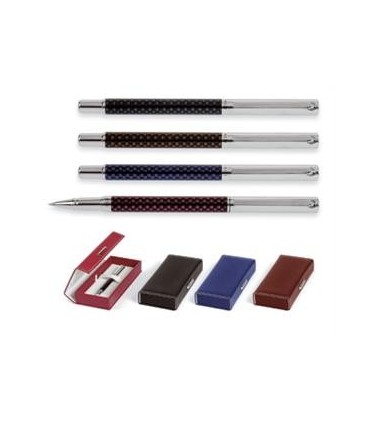 Penna Niji Roller in acciaio cromato completa di astuccio