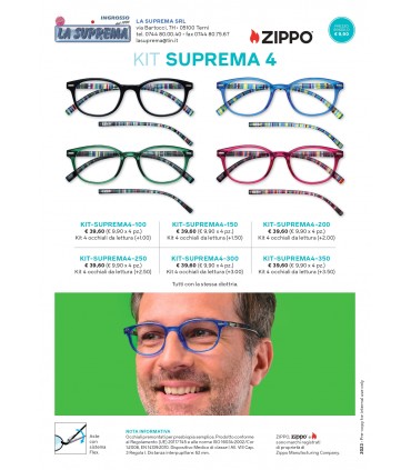 Ricarica Occhiali da Lettura  Zippo Mod. kit B19 da 4 pz. Diottria + 3.00