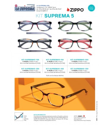 Ricarica Occhiali da Lettura  Zippo Mod. kit B26 da 4 pz. Diottria + 1.00