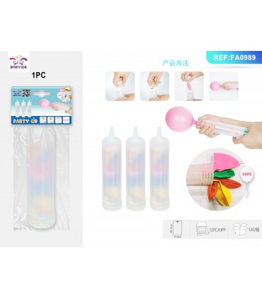 POMPA CON PALLONCINI COLORATI ASSORTITI DIAM.30 CM BLISTER 10 PZ.