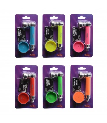 Pipper Tabacco con  Grinder Atomic in Plastica Expo da 6 pz. colori Neon