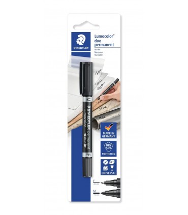 Pennarello Lumocolor STAEDTLER 2 PUNTE - TRATTO F 0.6MM E TRATTO M 1.5MM   COLORE NERO