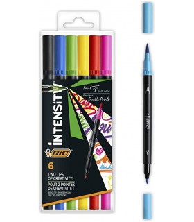 PENNARELLI BIC INTENSITY COLORATI CON DOPPIA PUNTA 0.7MM BLISTER DA 6PZ. COLORI ASSORTITI