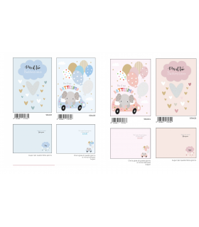 Biglietto Marpimar BATTESIMO BAMBINA/bambino CON APPLICAZIONI 3D E GLITTER conf. 12 pz. assortiti