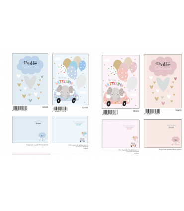 Biglietto Marpimar BATTESIMO BAMBINA/bambino CON APPLICAZIONI 3D E GLITTER conf. 12 pz. assortiti