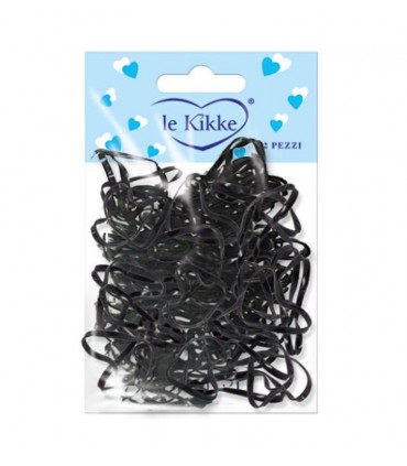 Mini Elastici per Capelli le Kikke colore Nero bustina 100pz. conf. 24 bustine