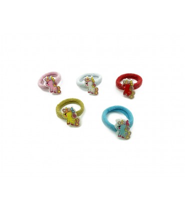 Elastici per Capelli Le kikke DA BAMBINA CON UNICORNI E GLITTER  Conf. 12 pz. colori assortiti come da foto