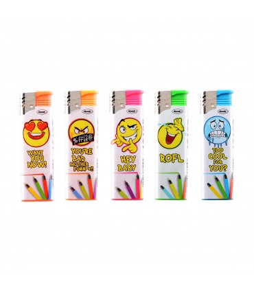 Accendino Atomic Turbo Flame  Emojis conf. 50 pz. assortiti con 5 fantasie