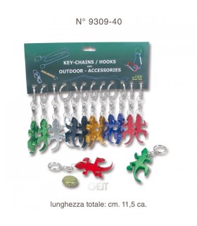 PORTACHIAVI GECO UTILIZZABILE ANCHE COME APRIBOTTIGLIE CARTELLA DA 12PZ LUNGHEZZA 11,5 CM COLORI ASSORTITI