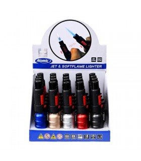 Accendino ELETTRONICO ATOMIC IN METALLO TURBO JET CONF. 20 PZ. COLORI ASSORTITI