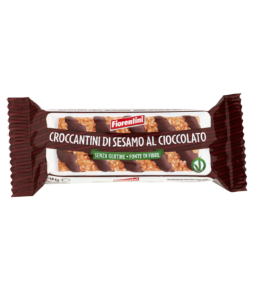 CROCCANTINI DI SESAMO CON CIOCCOLATO FONDENTE 40  GR. CONF. 30 PZ.