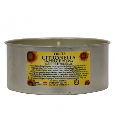 Candela alla citronella di java 140g in Metallo Durata 8 Ore per uso esterno conf. 6 pz.