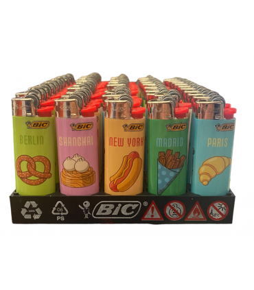 Accendino Bic MINI fantasia CITY FOOD conf. da 50 pz.