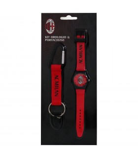 KIT OROLOGIO E PORTACHIAVI CON MOSCHETTONE A.C. MILAN