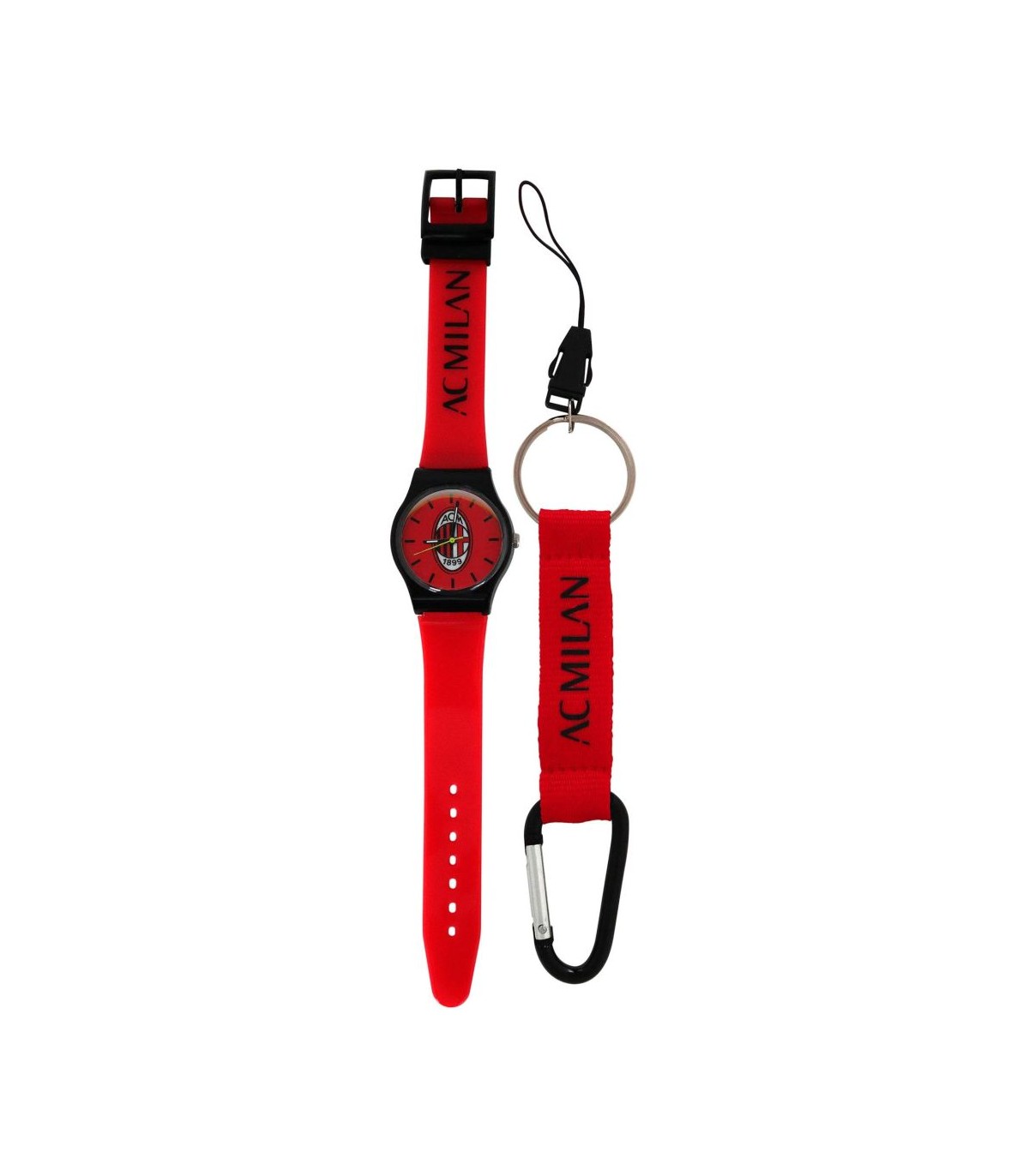 KIT OROLOGIO E PORTACHIAVI CON MOSCHETTONE A.C. MILAN