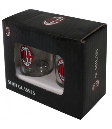 SET BICCHIERINI IN VETRO SHOT A.C. MILAN CONFEZIONATI IN SCATOLA DA REGALO