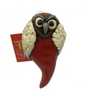 Gufo PORTAFORTUNA in Terracotta H.10 cm Realizzato e Dipinto a Mano