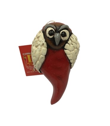 Gufo PORTAFORTUNA in Terracotta H.10 cm Realizzato e Dipinto a Mano