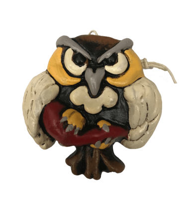 Gufo Artigianale in Terracotta H. 10 cm Realizzato e Dipinto e Mano