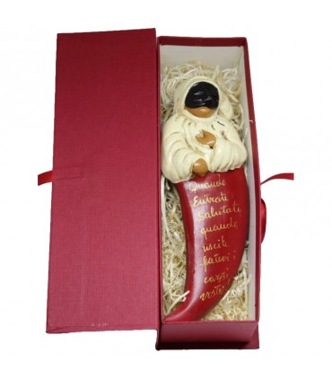 Pulcicorno SU CORNO ROSSO IN TERRACOTTA  h.20 cm INTERAMENTE REALIZZATO E DIPINTO A MANO CONFEZIONATA IN SCATOLA DA REGALO