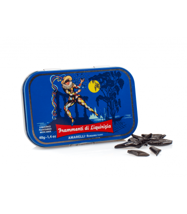 ROMBETTI DI LIQUIRIZIA AMARELLI AROMATIZZATA ALL'ANICE ARLECCHINO  LATTINA DA 40GR. CONF. 12 PZ.