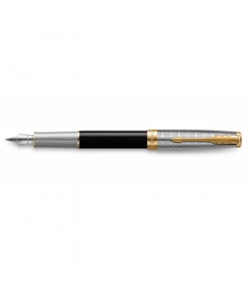 Penna PARKER A SFERA MOD.SONNET SMETAL BLACK CORPO IN ARGENTO E PENNINO IN ORO 18K CONFEZIONATA IN ELEGANTE ASTUCCIO