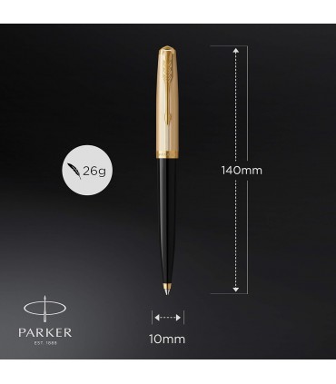 Penna a Sfera Parker MOD. 51 DELUXE BLACK GT CON FINITURE IN ORO IN METALLO CONFEZIONATA IN ELEGANTE ASTUCCIO