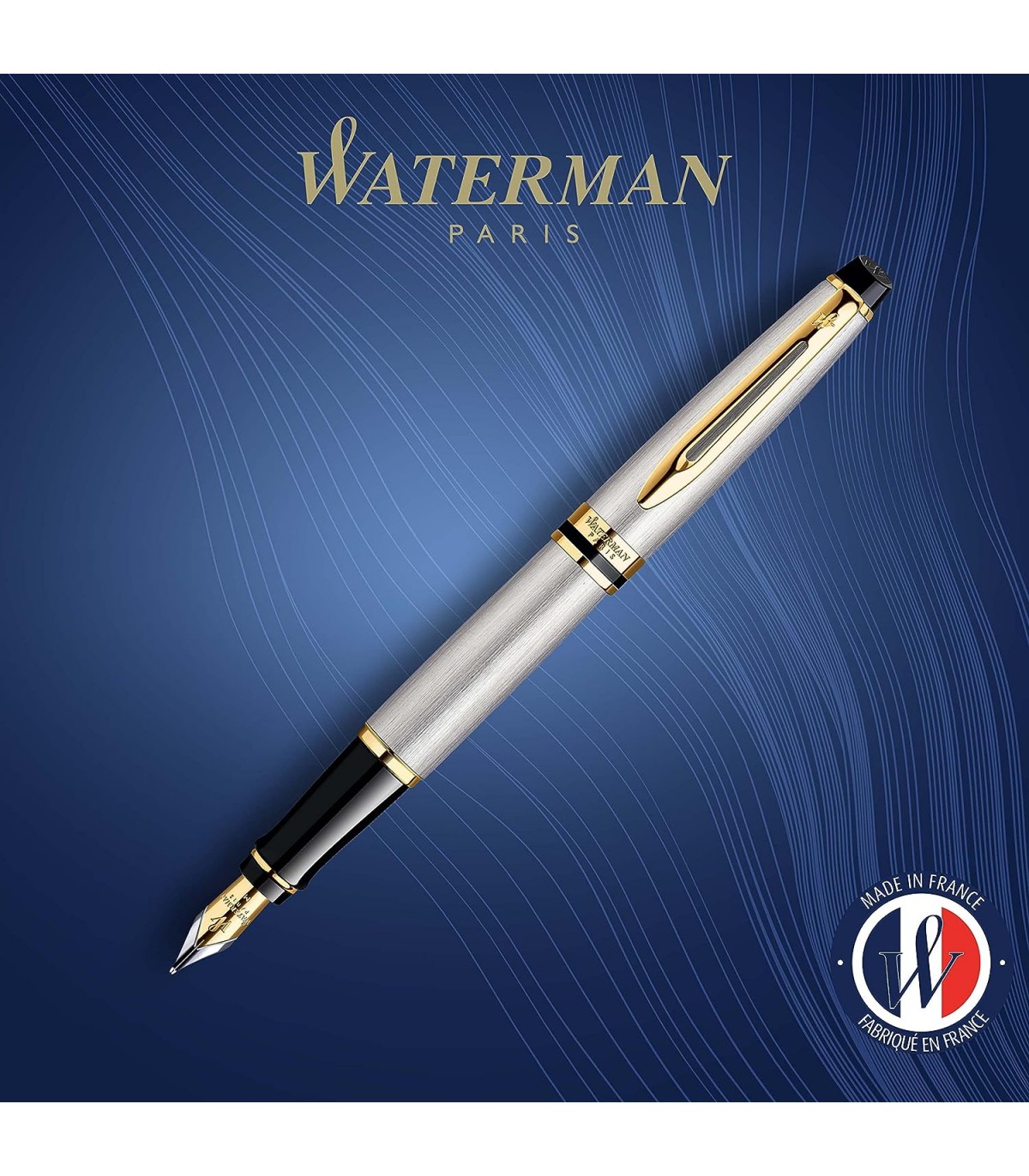 PENNA STILOGRAFICA WATERMAN MOD.STAINLESS STELL GT CON FINITURE DORATE  CONFEZIONATA IN ELEGANTE ASTUCCIO