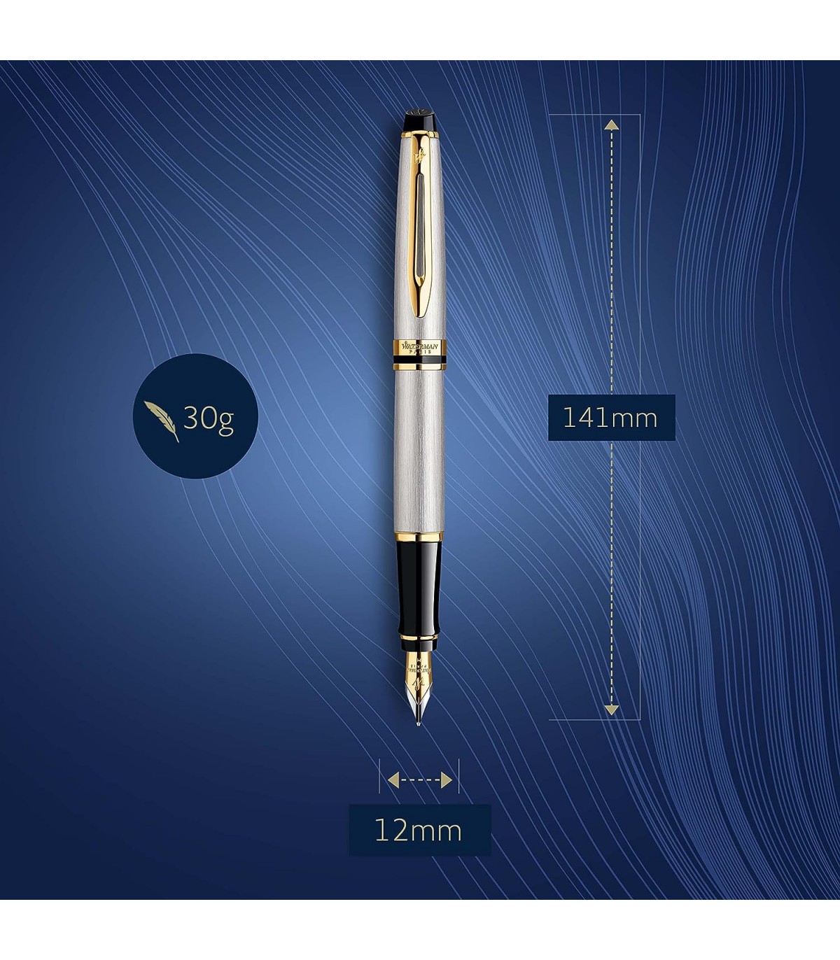 PENNA STILOGRAFICA WATERMAN MOD.STAINLESS STELL GT CON FINITURE DORATE  CONFEZIONATA IN ELEGANTE ASTUCCIO