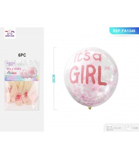 PALLONCINI IN LATTICE ITS GIRL DIAM.30 CM BLISTER 6PZ.