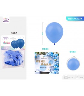 PALLONCINI IN LATTICE DIAM. 25 CM COLORE AZZURRO BLISTER 10 PZ.