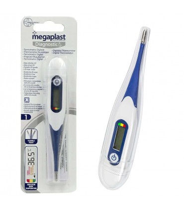 TERMOMETRO DIGITALE MEGAPLAST CON PUNTA FLESSIBILE E INDICATORE CROMATICO