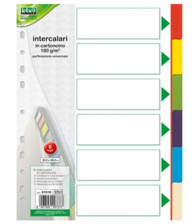 Intercalare In cartoncino colorato lebez a 6 tacche formato da 22.5x29.7cm
